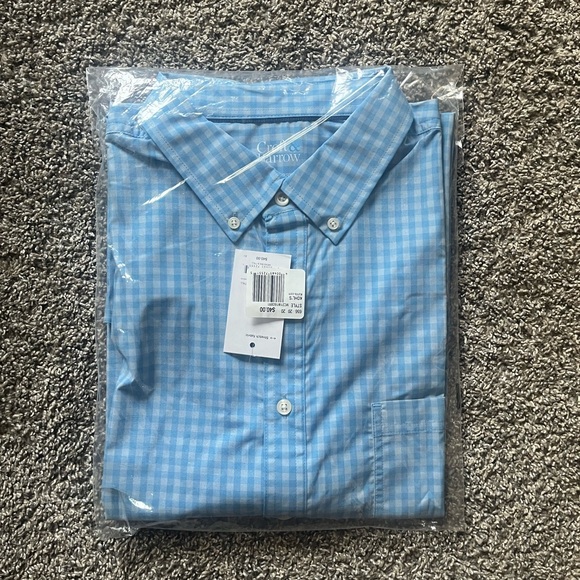 BRAND NEW Croft & Barrow Light Blue checkered Button up Dress Shirt Size Tall XL - Picture 2 of 2